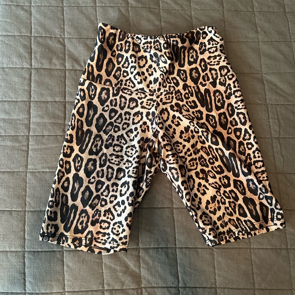 Onzie Brown and Black Leopard Print Biker Shorts